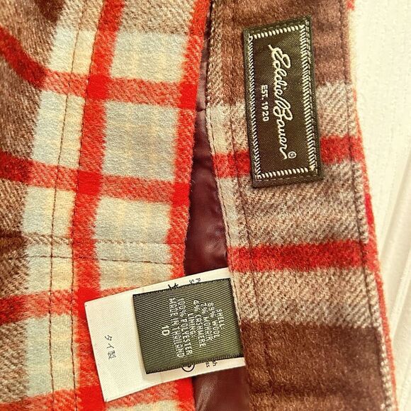 Eddie Bauer Skirt Size 10 Wool Mohair Cashmere Blend Plaid Pencil Knee Length - Picture 9 of 9